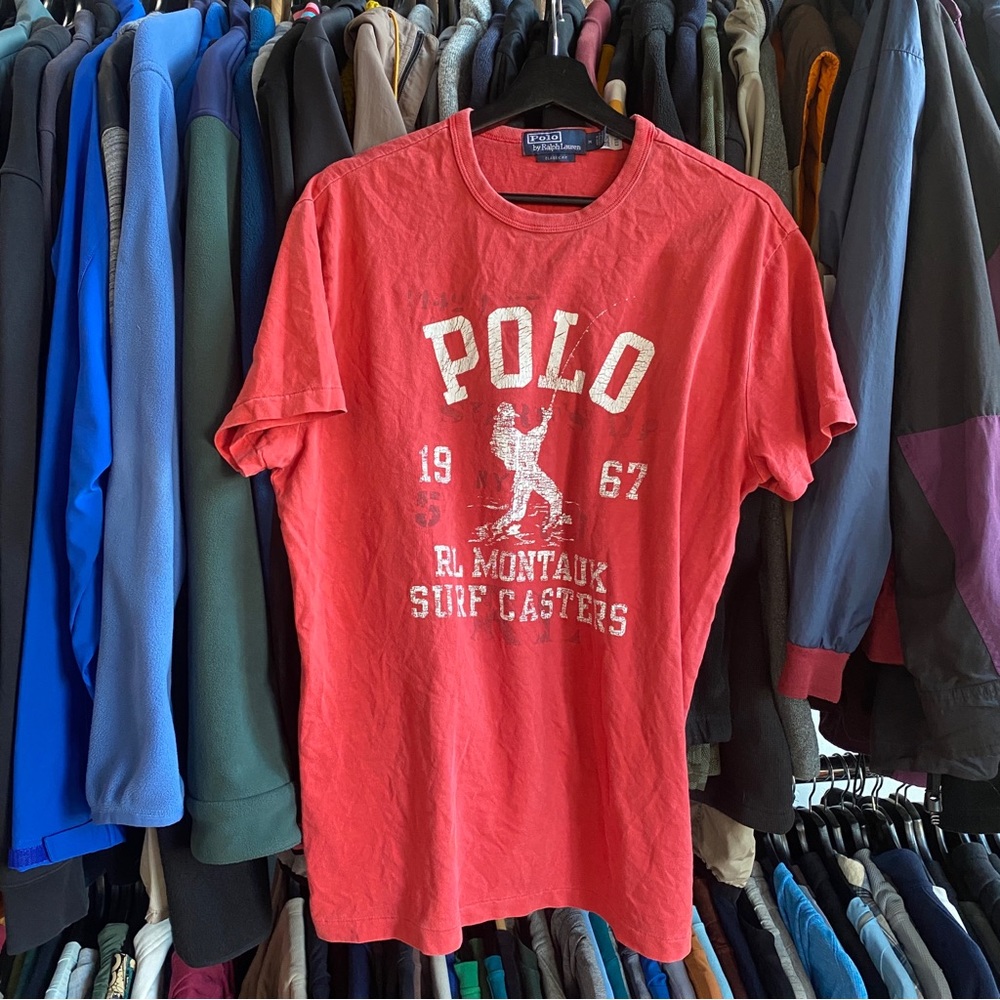 Polo Ralph Lauren Montauk Short Sleeve Graphic Tee Fishing Surf Casters Medium